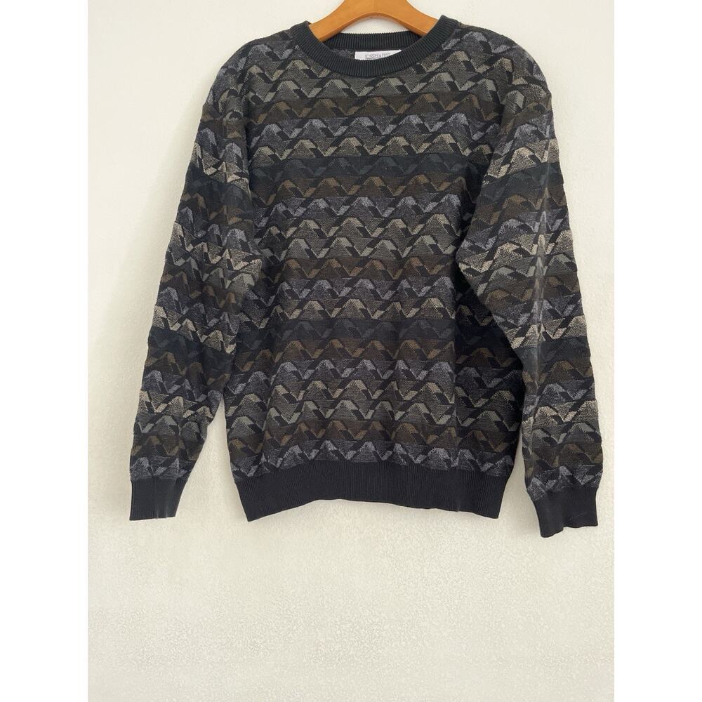 Joseph And Feiss International Sweater Men L (fits US S/M) Brown Gray Graphic